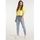 MYMO - Blouseshirt - Geel - Effen - Halve Mouw - Opstaande Kraag