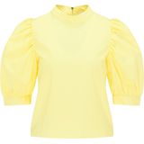 MYMO - Blouseshirt - Geel - Effen - Halve Mouw - Opstaande Kraag