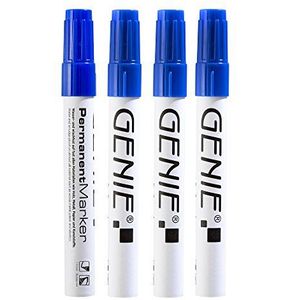 Genie 40034 permanente marker, blauw, ronde punt 1-3 mm, metalen stift, 4 stuks