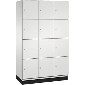 C+P Viervoudige locker Cambio, 3 compartimenten, lichtgrijs, plaatstalen deur, b = 1200 mm, 12 vakken