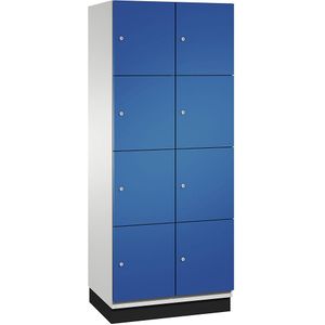 C+P CAMBIO-lockerkast met plaatstalen deuren, 8 vakken, breedte 800 mm, kastframe lichtgrijs / deur gentiaanblauw