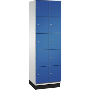 C+P Vijfvoudige locker Cambio, 2 compartimenten, lichtgrijs / gentiaanblauw, plaatstalen deur, b = 600 mm, 10 vakken