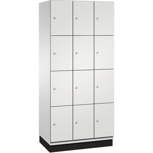 C+P Viervoudige locker Cambio, 3 compartimenten, lichtgrijs, plaatstalen deur, b = 900 mm, 12 vakken