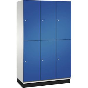 C+P Lockerkast met twee verdiepingen Cambio, 3 compartimenten, kastframe lichtgrijs / deur gentiaanblauw, breedte 1200 mm