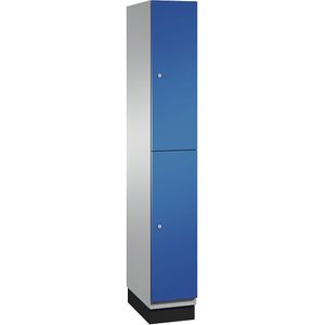 C+P Lockerkast met twee verdiepingen Cambio, 1 compartiment, kastframe blank aluminiumkleurig / deur gentiaanblauw, breedte 300 mm