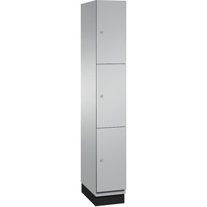 C+P Drievoudige locker Cambio, 1 compartiment, blank aluminiumkleurig, plaatstalen deur, b = 300 mm, 3 vakken