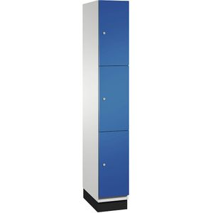 C+P Drievoudige locker Cambio, 1 compartiment, lichtgrijs / gentiaanblauw, plaatstalen deur, b = 300 mm, 3 vakken