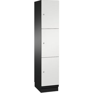 C+P Drievoudige locker Cambio, 1 compartiment, zwartgrijs / lichtgrijs, plaatstalen deur, b = 400 mm, 3 vakken