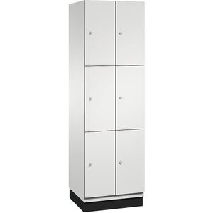 C+P Drievoudige locker Cambio, 2 compartimenten, lichtgrijs, plaatstalen deur, b = 600 mm, 6 vakken