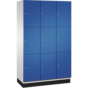 C+P CAMBIO-lockerkast met plaatstalen deuren, 9 vakken, breedte 1200 mm, kastframe lichtgrijs / deur gentiaanblauw