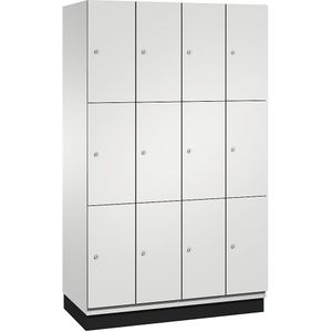 C+P Drievoudige locker Cambio, 4 compartimenten, lichtgrijs, plaatstalen deur, b = 1200 mm, 12 vakken