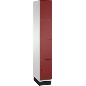 C+P Viervoudige locker Cambio, 1 compartiment, lichtgrijs / robijnrood, plaatstalen deur, b = 300 mm, 4 vakken
