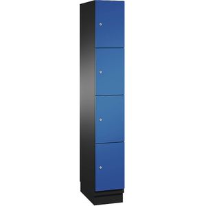 C+P Viervoudige locker Cambio, 1 compartiment, zwartgrijs / gentiaanblauw, plaatstalen deur, b = 300 mm, 4 vakken