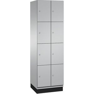 C+P Viervoudige locker Cambio, 2 compartimenten, blank aluminiumkleurig / blank aluminiumkleurig, plaatstalen deur, b = 600 mm, 8 vakken