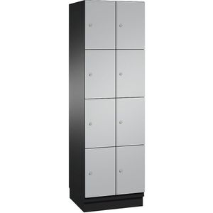 C+P Viervoudige locker Cambio, 2 compartimenten, zwartgrijs / blank aluminiumkleurig, plaatstalen deur, b = 600 mm, 8 vakken