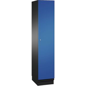 C+P CAMBIO garderobekast met plaatstalen deuren, 1 vak, breedte 400 mm, kastframe zwartgrijs / deur gentiaanblauw