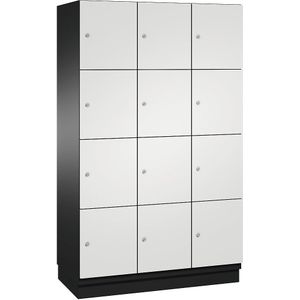 C+P Viervoudige locker Cambio, 3 compartimenten, zwartgrijs / lichtgrijs, plaatstalen deur, b = 1200 mm, 12 vakken