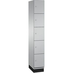 C+P Vijfvoudige locker Cambio, 1 compartiment, blank aluminiumkleurig, plaatstalen deur, b = 300 mm, 5 vakken