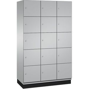 C+P Vijfvoudige locker Cambio, 3 compartimenten, blank aluminiumkleurig, plaatstalen deur, b = 1200 mm, 15 vakken