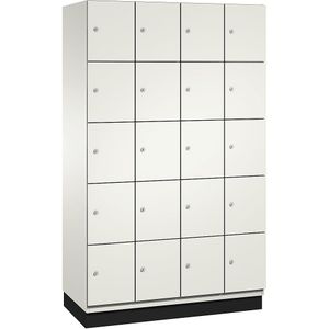 C+P Vijfvoudige locker Cambio, 4 compartimenten, zuiver wit, plaatstalen deur, b = 1200 mm, 20 vakken