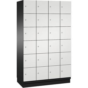 C+P Zesvoudige locker Cambio, 4 compartimenten, zwartgrijs / lichtgrijs, plaatstalen deur, b = 1200 mm, 24 vakken