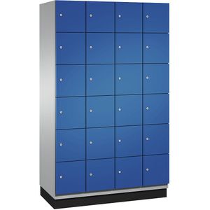 C+P Zesvoudige locker Cambio, 4 compartimenten, blank aluminiumkleurig / gentiaanblauw, plaatstalen deur, b = 1200 mm, 24 vakken