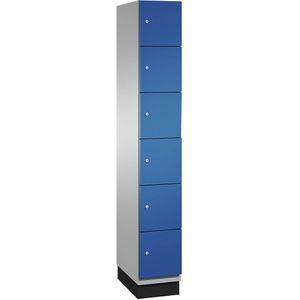 C+P Zesvoudige locker Cambio, 1 compartiment, blank aluminiumkleurig / gentiaanblauw, plaatstalen deur, b = 300 mm, 6 vakken