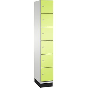 C+P Zesvoudige locker Cambio, 1 compartiment, lichtgrijs / felgroen, plaatstalen deur, b = 300 mm, 6 vakken