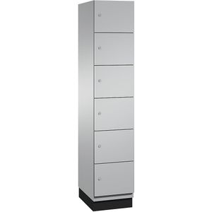 C+P Zesvoudige locker Cambio, 1 compartiment, blank aluminiumkleurig, plaatstalen deur, b = 400 mm, 6 vakken