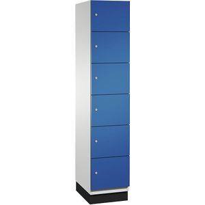 C+P Zesvoudige locker Cambio, 1 compartiment, lichtgrijs / gentiaanblauw, plaatstalen deur, b = 400 mm, 6 vakken