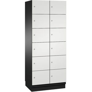 C+P Zesvoudige locker Cambio, 2 compartimenten, zwartgrijs / lichtgrijs, plaatstalen deur, b = 800 mm, 12 vakken