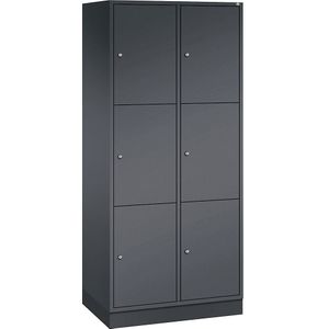 C+P INTRO stalen lockerkast, vakhoogte 580 mm, b x d = 820 x 500 mm, 6 vakken, kastframe zwartgrijs, deuren zwartgrijs