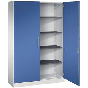 C+P Vleugeldeurkast ASISTO, hoogte 1980 mm, breedte 1200 mm, 4 legborden, lichtgrijs/gentiaanblauw
