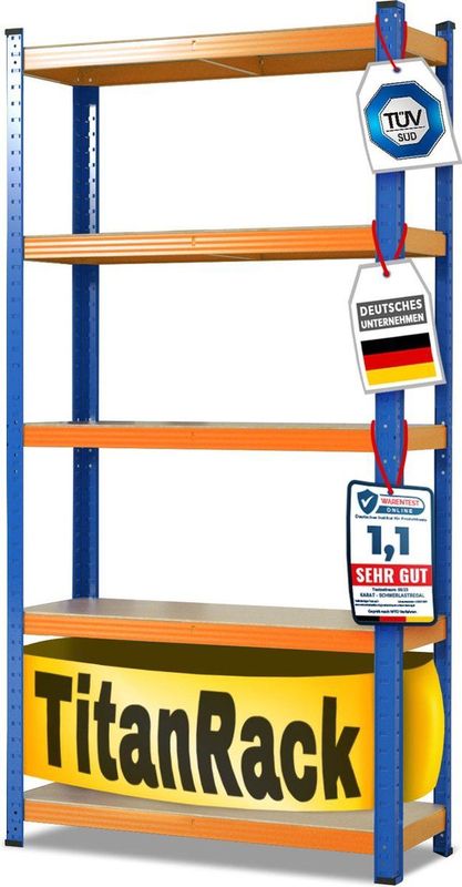 Schwerlastregal Grizzly Blau-Orange Höhe: 220 cm Breite: 120 cm Tiefe: 45 cm