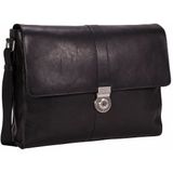 LEONHARD HEYDEN Leren Schoudertas Afzonderlijke gevallen met laptopvak Bergamo Messenger Bag Black Zwart