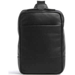 LEONHARD HEYDEN Leren Schoudertas Slingtas Hamburg Crossbag Black Zwart