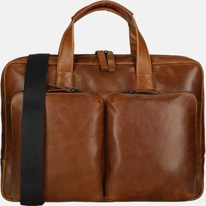 LEONHARD HEYDEN Leren Business tas Laptoptas met laptopvak Porto Zip Briefcase 1 Compartment Brown Bruine