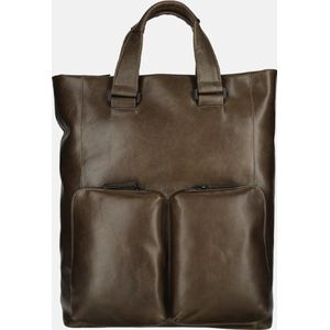 LEONHARD HEYDEN Leren Laptop rugzak Rugzak met laptopvak Porto Tote Bag / Backpack Greybrown Donkerbruin