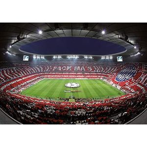 A.S. Création Fotobehang - behang Stadion FC Bayern in rood, groen en grijs - wandbehang voor verschillende ruimtes - vliesbehang wandafbeelding XXL 366 x 254 cm