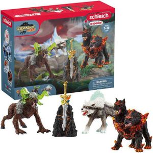 SCHLEICH ELDRADOR Creatures 72179 Starterset met hond, sneeuwwolf, rotsachtig beest en superwapen, Eldrador Monster speelfiguren, speelgoed vanaf 7 jaar, 5-delig, exclusief