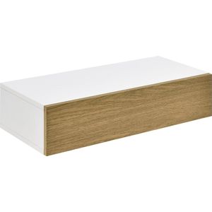 [en.casa] Wandplank met lade 50x24x12cm - wit en houtlook