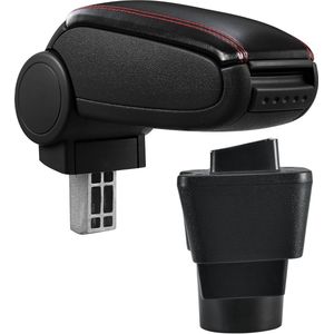 Armsteun-Toyota Yaris-Vitz-XP13-kunstleer-zwart+rood stiksel