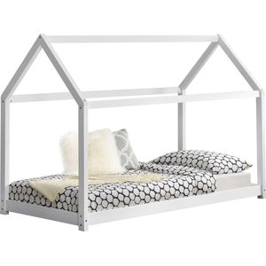 Kinderbed houten bed huisbed grenen 90x200 cm wit