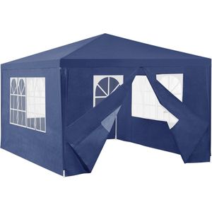 casa.pro Partytent Wedau met 4 zijwanden tuin paviljoen waterbestendig overkapping 4x3m donkerblauw