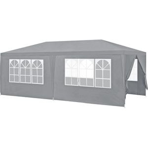 casa.pro Partytent Wedau met 6 zijwanden tuin paviljoen waterbestendig overkapping 6x3m donkergrijs