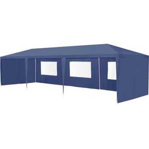 Paviljoen partytent met 8 zijwanden 9x3x2,55 m donkerblauw