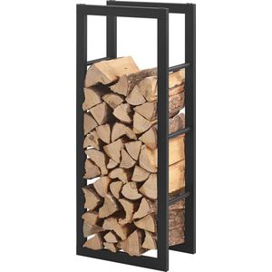 Stalen brandhoutrek houtopslag zwart voor ca. 0,1 m³ hout