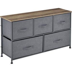 Kommode 55x100x29 cm mit 5 Schubladen Grau/Holzfarben