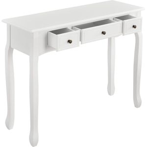 Console tafel sidetafel met 3 lades landelijk 100x35x78 cm wit