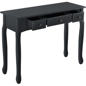 Console tafel sidetafel met 3 lades landelijk 100x35x78 cm zwart